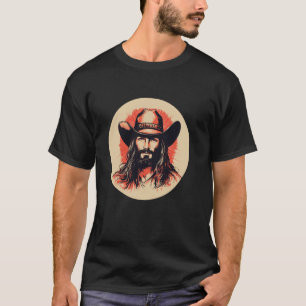 Nice Jesus Face with Cowboy Hat for Rodeo Fans T-Shirt