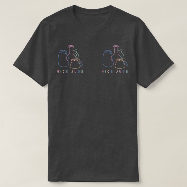 Nice Jugs Coloured Minimal Line Art T-Shirt (Design Front)