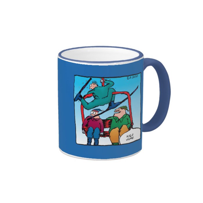Nice Jump Cartoon Skiers Coffee Mugs