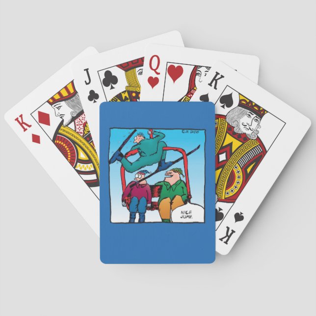 Nice Jump Cartoon Skiers Poker Cards (Back)