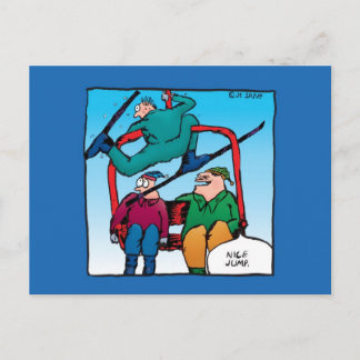 Nice Jump Cartoon Skiers Postcard