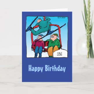 Nice Jump! Skiers Birthday Card
