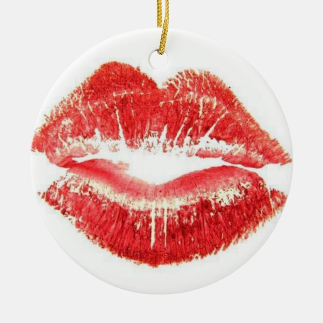 NICE KISS AND MERRY CHRISTMAS ON OTHER SIDE      CERAMIC ORNAMENT (Front)