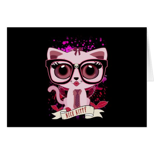 Nice Kitty - Black & PInk Cards (Front Horizontal)