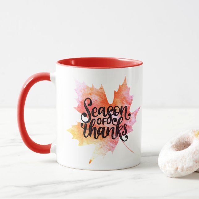 Nice Leaf Autumn Season of Thanks Mug (With Donut)