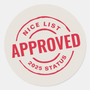Nice list approved funny cute Christmas Classic Round Sticker
