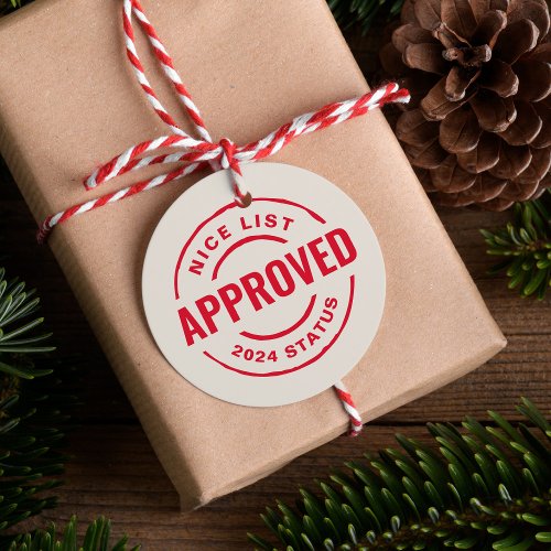 Nice list approved funny cute Christmas Favor Tags