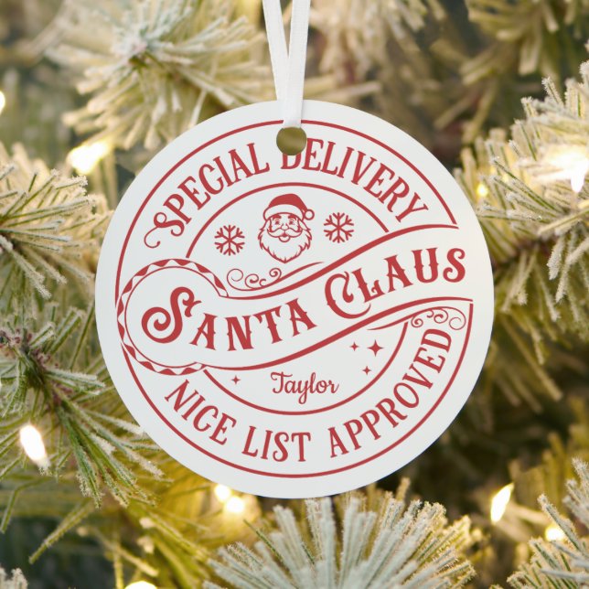 Nice List Approved Personalized Santa  Metal Ornament (Insitu)