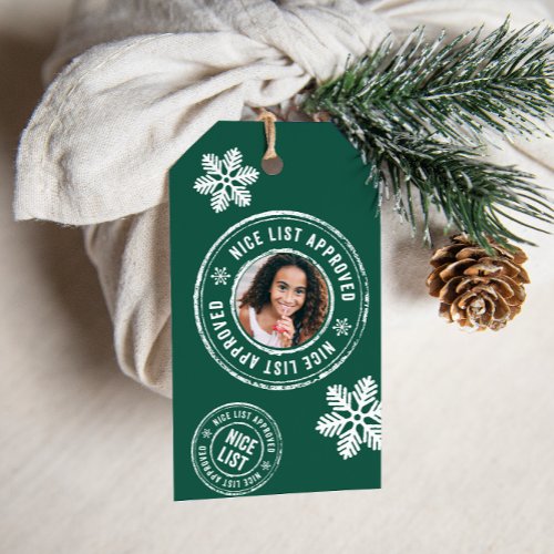 NICE LIST APPROVED  Photo Christmas Holiday Gift  Gift Tags