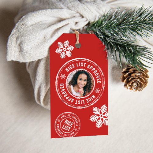NICE LIST APPROVED  Photo Christmas Holiday Gift Tags