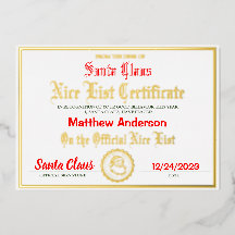 Nice List Certificate| Children Christmas Present