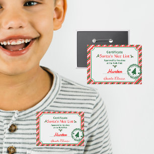 Nice List Christmas Diploma Certificate Button
