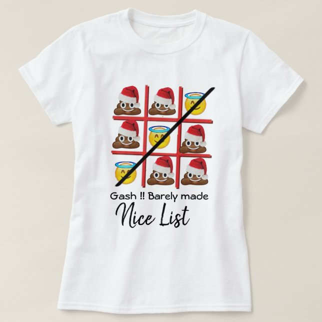 Nice list Christmas Poop Emoji funny Graphic T-Shirt (Design Front)