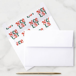 Nice List Christmas Typography Playful Holiday Envelope Liner