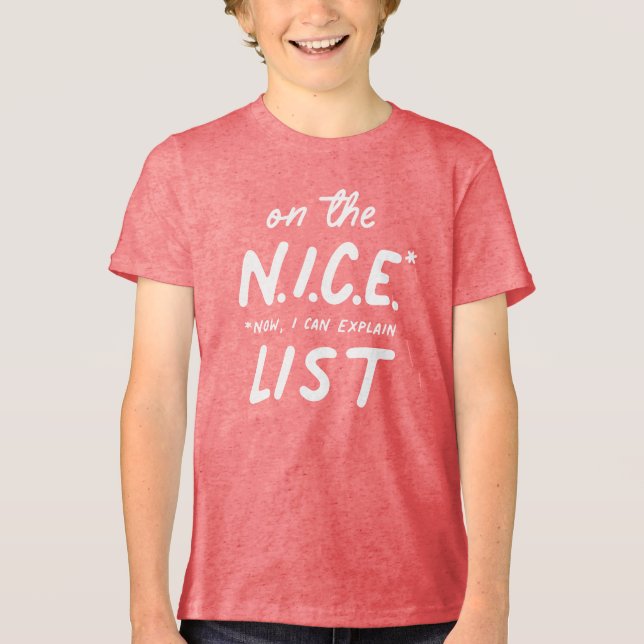 Nice list cute funny Christmas kids' Tri-Blend Shirt (Front)