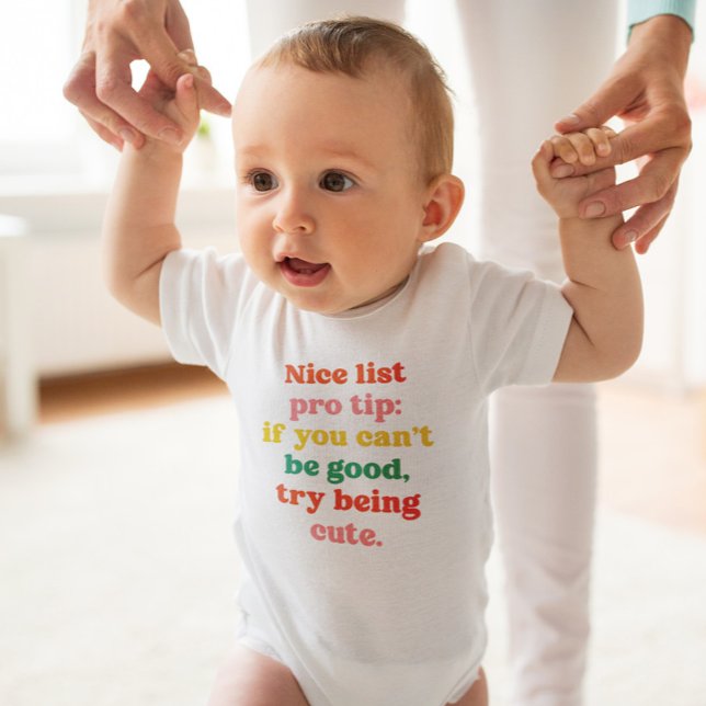 Nice list cute funny colorful Christmas Baby Bodysuit (Creator Uploaded)