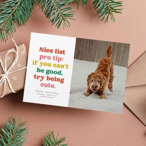 Nice list funny cute colorful photo Christmas Holiday Card