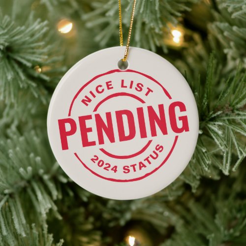 Nice list funny cute red Christmas pet photo Ceramic Ornament