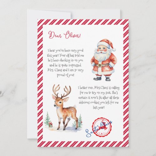Nice List Letter from Santa Claus North Pole Mail  Invitation