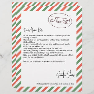 Nice List Letter From Santa Personalized