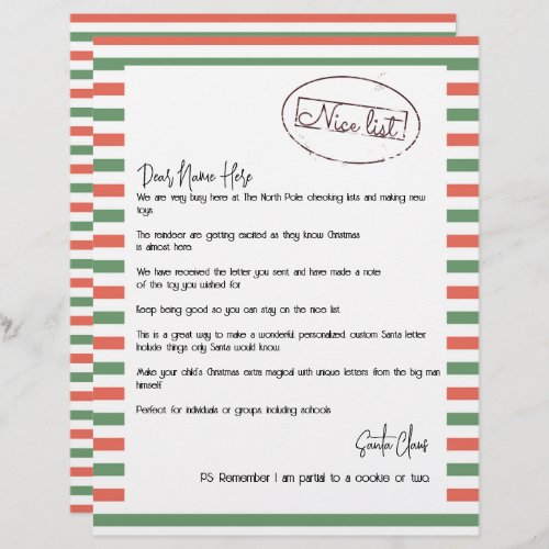 Nice List Letter From Santa Personalized