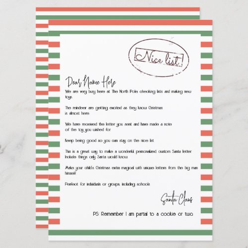 Nice List Letter From Santa Personalized Holiday Card