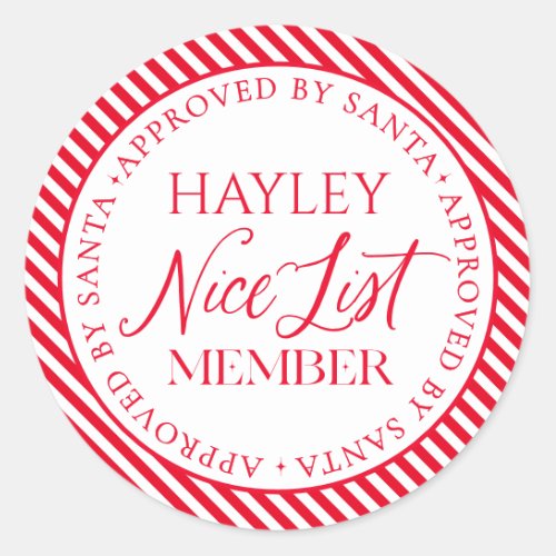 Nice List Member Approved By Santa Christmas Classic Round Sticker