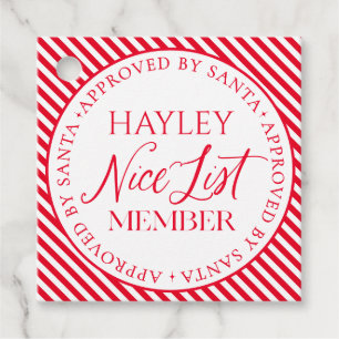 Nice List Member Approved By Santa Christmas Favor Tags