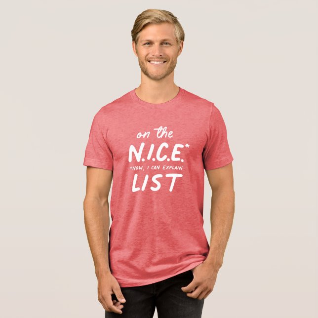 Nice list naughty list funny Christmas Tri-Blend Shirt (Front Full)