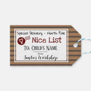 Nice List Personalized Santa Message Gift Tag
