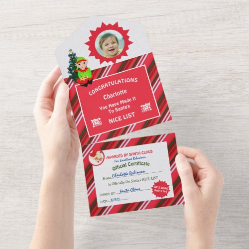 Nice List Santa Official Certificate Cute Novelty All In One Invitation