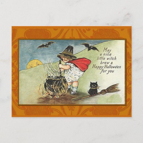 Nice Little Witch Vintage Halloween Card