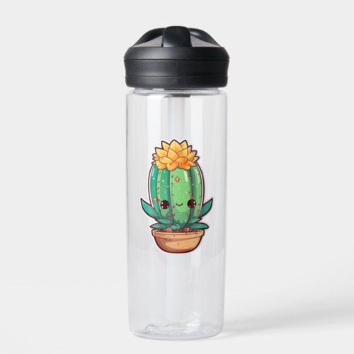 Nice lovely cactus in a pot Sticker Water Bottle