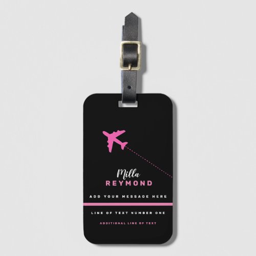 nice modern feminine PINK BLACK air travel Luggage Tag