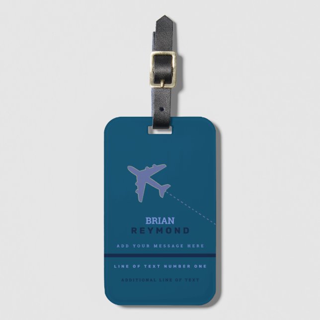 nice Modern masculine Blue air Travel Luggage Tag (Front Vertical)