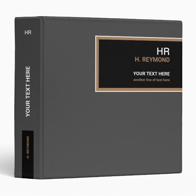 nice modern office-or-school GRAY 3 Ring Binder (Front/Spine)