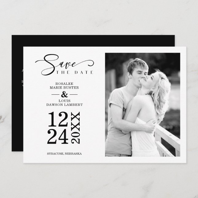 Nice Modern Romantic Wedding Couple Photo (Front/Back)