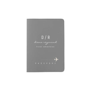 Nice Name Gray Monogram Passport Holder