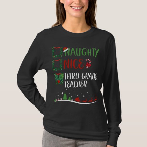 Nice Naughty 3rd GRADE TEACHER Christmas Matching  T_Shirt