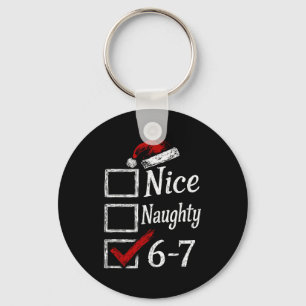 Nice Naughty 67 Christmas Brainrot Funny Keychain