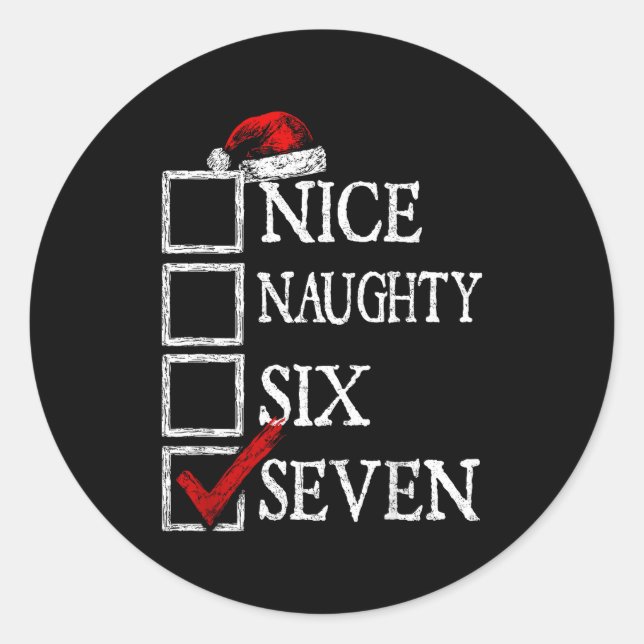 Nice Naughty 67 Christmas Funny Meme Six Seven  Classic Round Sticker (Front)