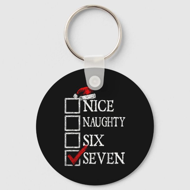 Nice Naughty 67 Christmas Funny Meme Six Seven  Keychain (Front)