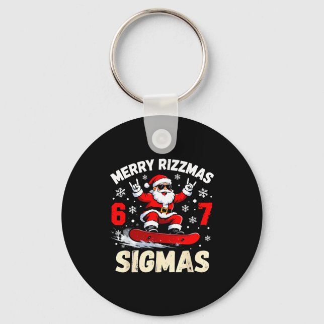 Nice Naughty 67 Funny 6-7 Meme Slang Christmas  Keychain (Front)