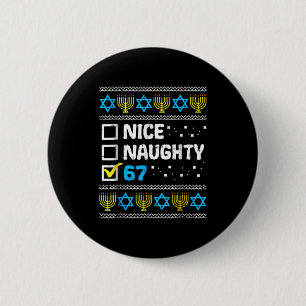 Nice Naughty 67 Six Seven Ugly Hanukkah Sweater Ch Button