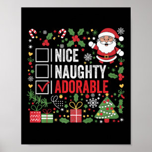 Nice Naughty Adorable Funny Christmas Santa Claus  Poster