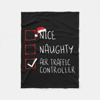 Nice Naughty Air Traffic Controller Christmas List Fleece Blanket