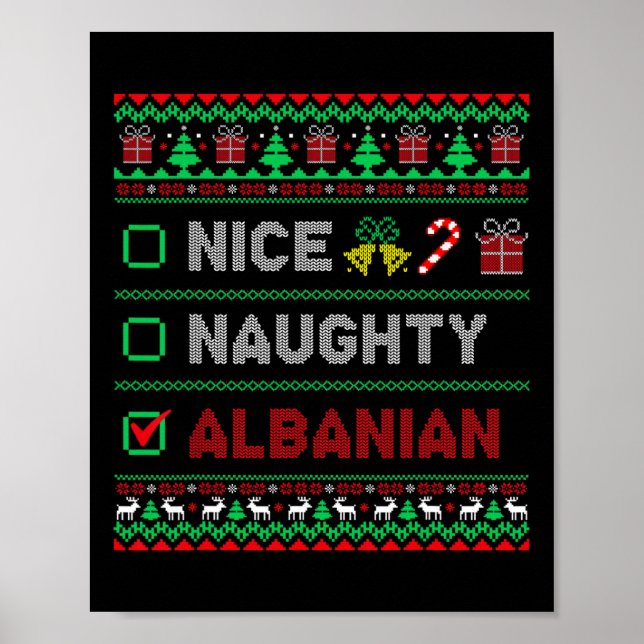 Nice Naughty Albanian Christmas Checklist Albania  Poster (Front)