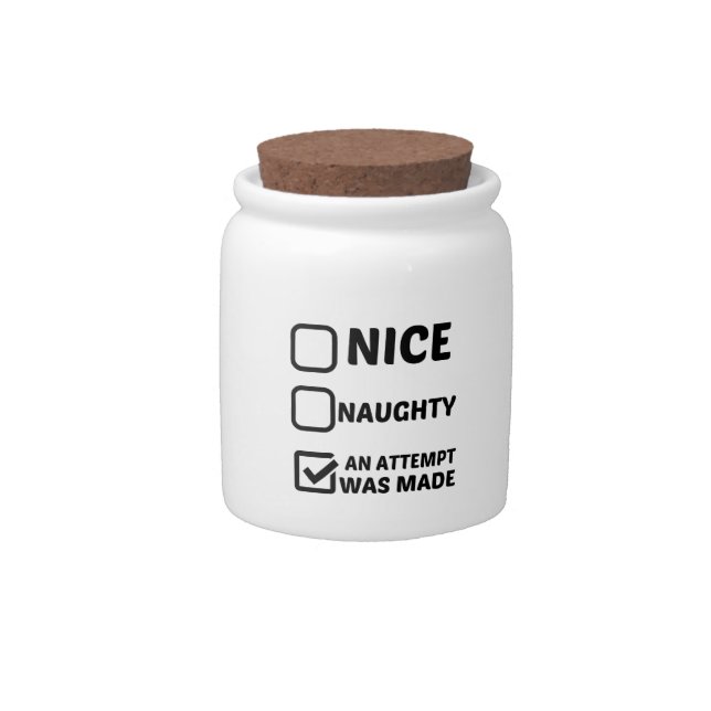 NICE NAUGHTY AN ATTEMPT WAS MADE CANDY JAR (Front)