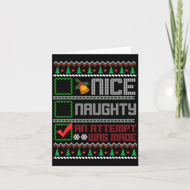 Nice Naughty An Attempt Was Made Christmas List Sa Card (Front)