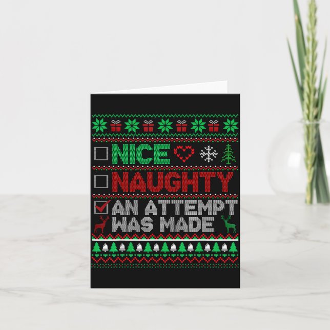 Nice Naughty An Attempt Was Made Christmas List Sa Card (Front)